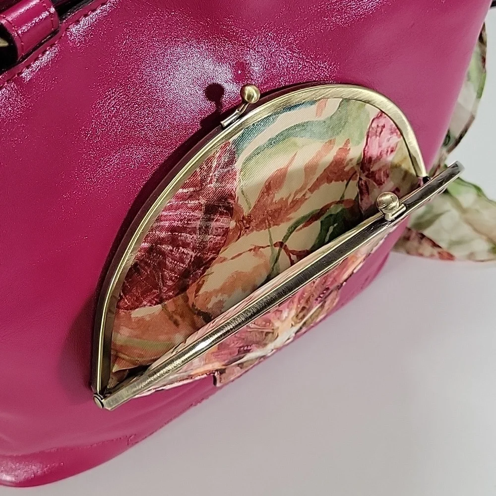 Patricia Nash Zorita Fuchsia Tote Bag with Shell Accent New